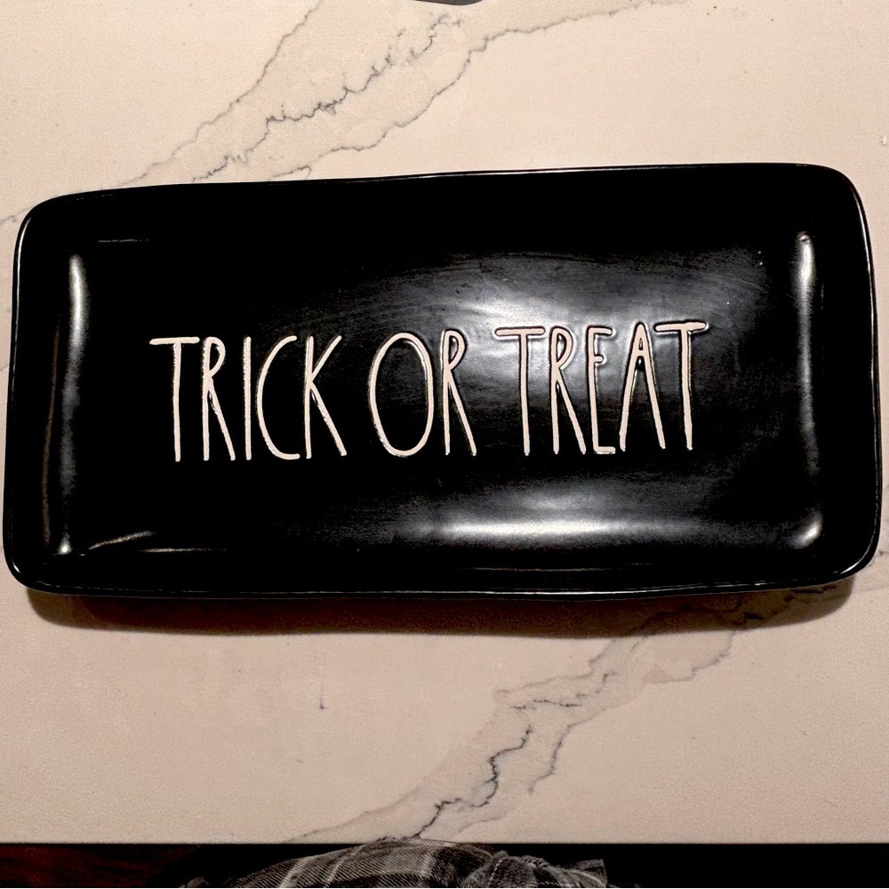 RAE DUNN Rectangular Ceramic Platter Trick or Treat by Magenta NWOT